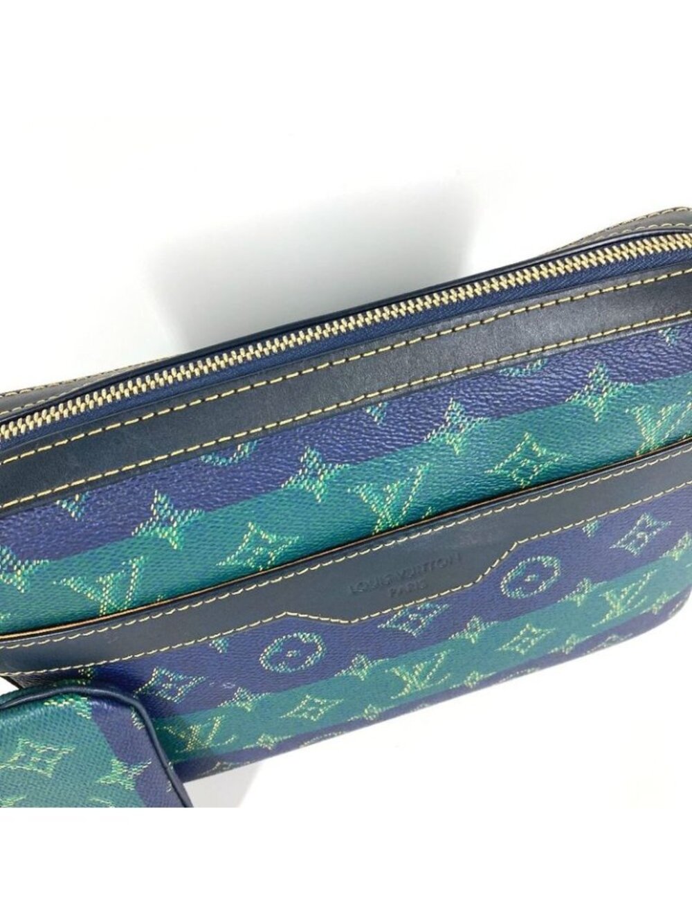 Louis Vuitton Second Trio Messenger Large Small Pouch Only Stripe Green - Picture 2 of 9